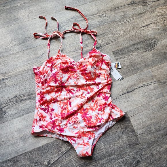 NWT Time and Tru Women’s and Plus One Piece Tie Shoulder Swimsuit Size 2x 22/24 - Picture 1 of 5